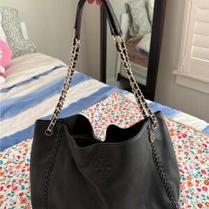 Tory Burch Black Leather Chain Shoulder Bag